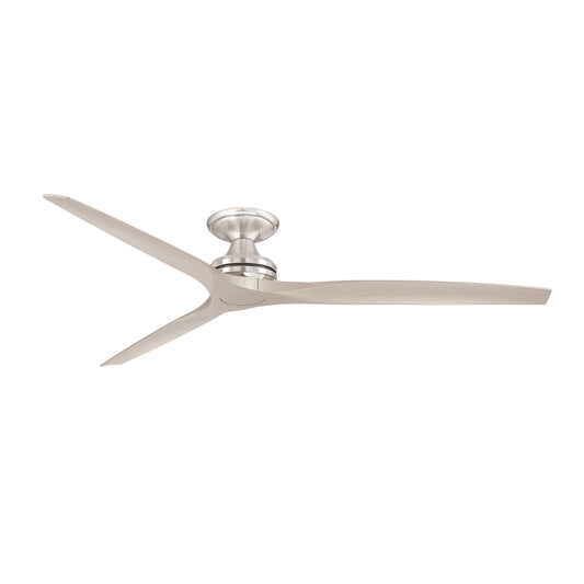 Fanimation Spitfire DC Custom 72in Flush Ceiling Fan | Brushed Nickel | Low Ceiling & Covered Patio | 72 x 72 x 9.65 in | Model FPD6721BBN-72BN-F