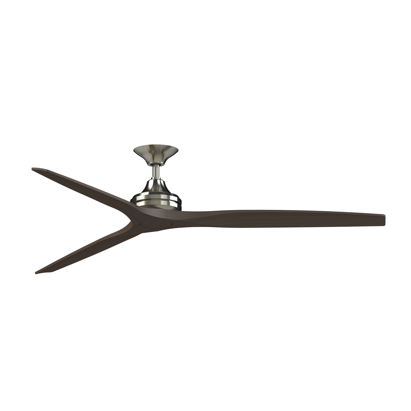 Fanimation Spitfire DC Custom 72in Downrod Indoor/Outdoor Smart Ceiling Fan | Brushed Nickel and Dark Walnut Buttonwood | Model FPD6721BBN-72DWA