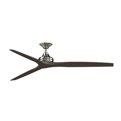 Fanimation Spitfire DC Custom 72in Downrod Indoor/Outdoor Smart Ceiling Fan | Brushed Nickel and Dark Walnut Buttonwood | Model FPD6721BBN-72DWA