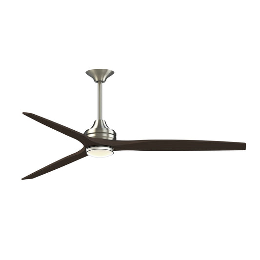Fanimation Spitfire DC Custom 72in Downrod Indoor/Outdoor Smart Ceiling Fan | Brushed Nickel and Dark Walnut Buttonwood | Model FPD6721BBN-72DWA-DWLK
