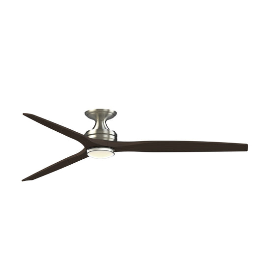 Fanimation Spitfire DC Custom 72in Flush Indoor/Outdoor Smart Ceiling Fan | Brushed Nickel and Dark Walnut Buttonwood | Model FPD6721BBN-72DWADWLKF
