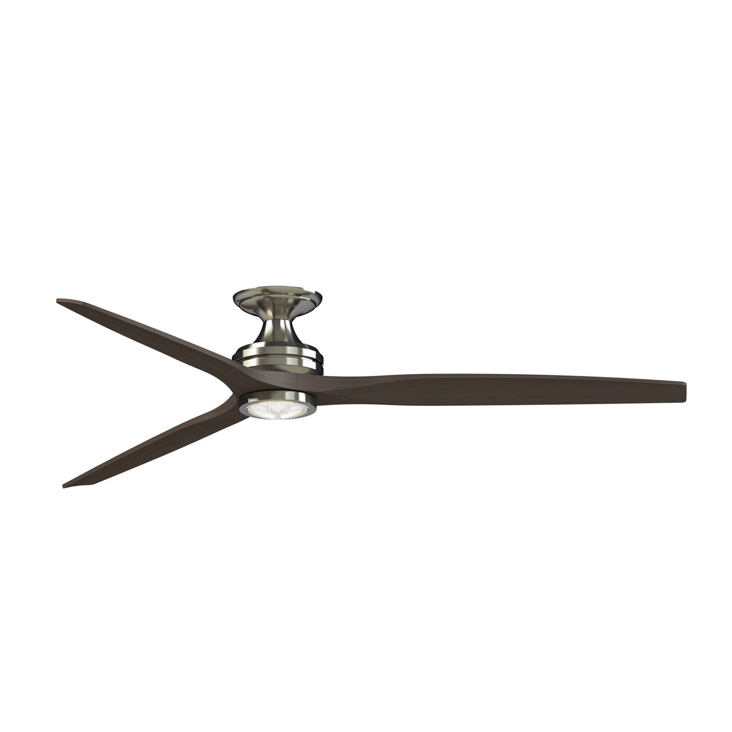 Fanimation Spitfire DC Custom 72in Flush Mount Smart Ceiling Fan with LED Light | Brushed Nickel and Dark Walnut | Model FPD6721BBN-72DWALKF