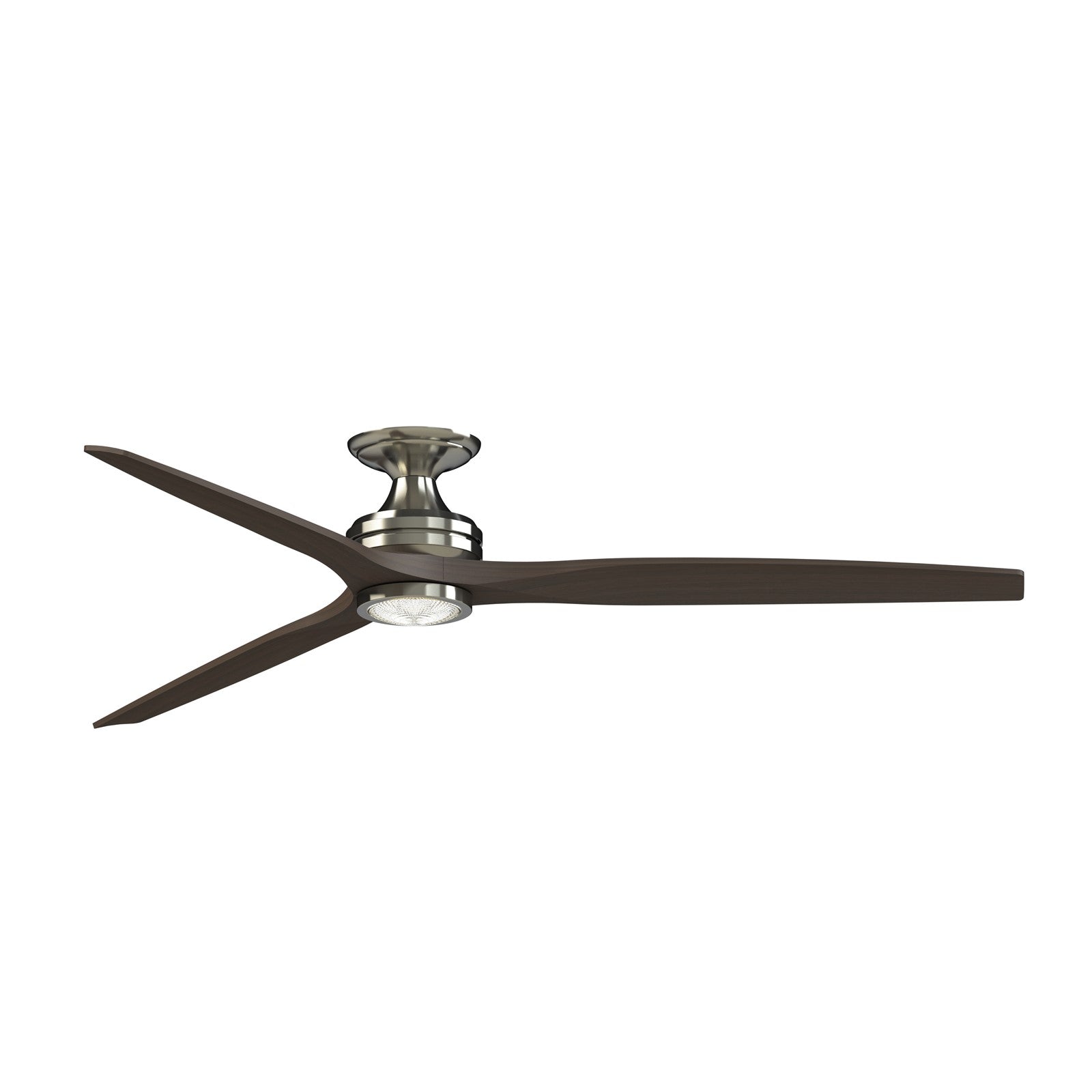 Fanimation Spitfire DC Custom 72in Flush Mount Smart Ceiling Fan with LED Light | Brushed Nickel and Dark Walnut | Model FPD6721BBN-72DWALKF