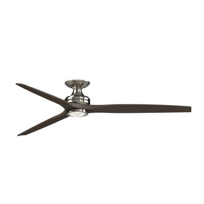 Fanimation Spitfire DC Custom 72in Flush Mount Smart Ceiling Fan with LED Light | Brushed Nickel and Dark Walnut | Model FPD6721BBN-72DWALKF