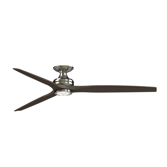 Fanimation Spitfire DC Custom 72in Flush Mount Smart Ceiling Fan with LED Light | Brushed Nickel and Dark Walnut | Model FPD6721BBN-72DWALKF
