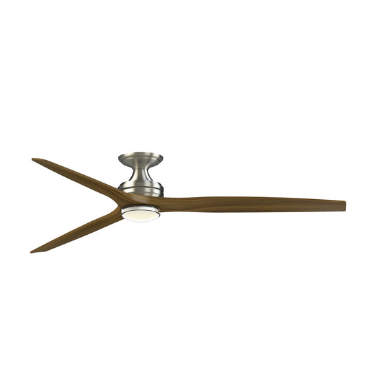 Fanimation Spitfire DC Custom 72in Flush 1-Light Ceiling Fan | Brushed Nickel and Koa Wood Blades | Covered Patio & Low | Model FPD6721BBN-72K-DWLK-F