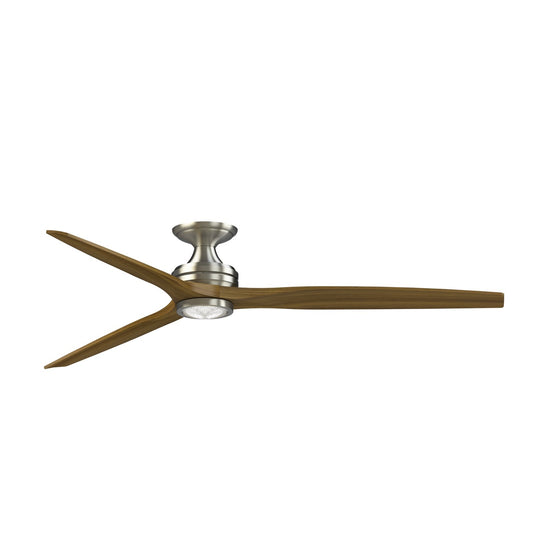 Fanimation Spitfire 72in Flush Mount Ceiling Fan | Brushed Nickel and Koa Wood Blades | Covered Patio & Great Room | Model FPD6721BBN-72K-LK-F
