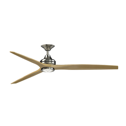 Fanimation Spitfire DC Custom 72in Ceiling Fan with LED Light | Brushed Nickel and Natural Buttonwood | Covered Patio | Model FPD6721BBN-72N-LK