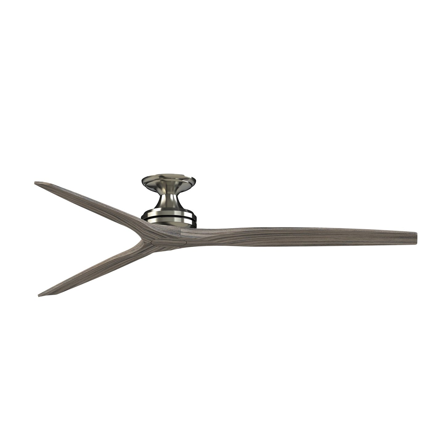 Fanimation Spitfire DC Custom 72in Flush Smart Ceiling Fan | Brushed Nickel and Weathered Wood | Covered Patio & Living | Model FPD6721BBN-72WE-F