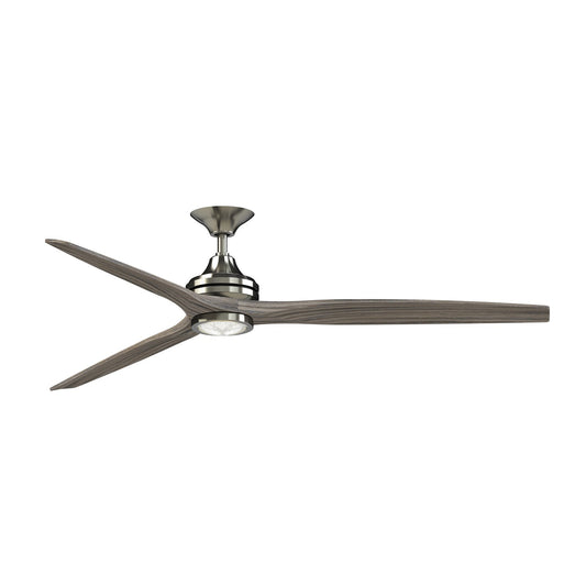 Fanimation Spitfire 72in Smart Ceiling Fan with LED Light | Brushed Nickel and Weathered Wood Blades | Covered Patio | Model FPD6721BBN-72WE-LK