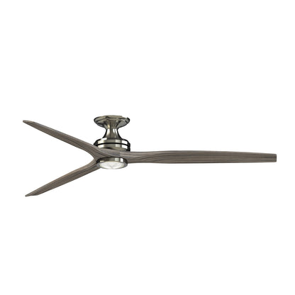 Fanimation Spitfire DC Custom 72in Flush Smart Ceiling Fan with LED Light Kit | Brushed Nickel and Weathered Wood | Model FPD6721BBN-72WE-LK-F