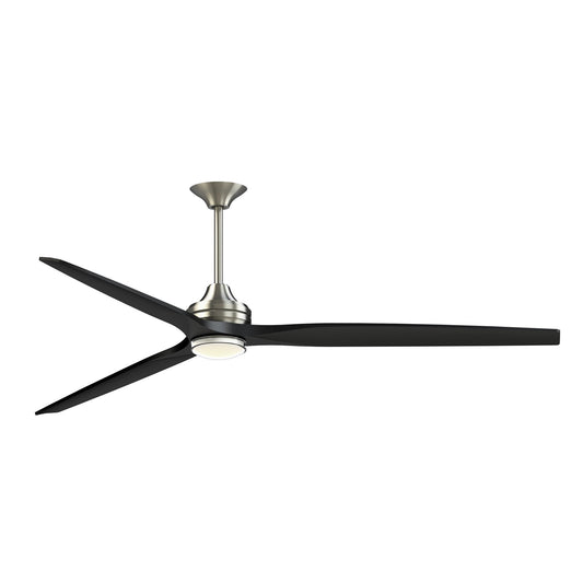 Fanimation Spitfire DC Custom 84in 1-Light Ceiling Fan | Brushed Nickel and Black Blades | Covered Patio & Living Room | Model FPD6721BBN-84BL-DWLK