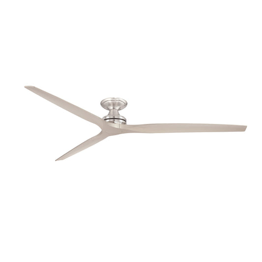 Fanimation Spitfire DC Custom 84in Flush Smart Ceiling Fan | Brushed Nickel and Buttonwood Blades | Covered Patio & Living | Model FPD6721BBN-84BN-F