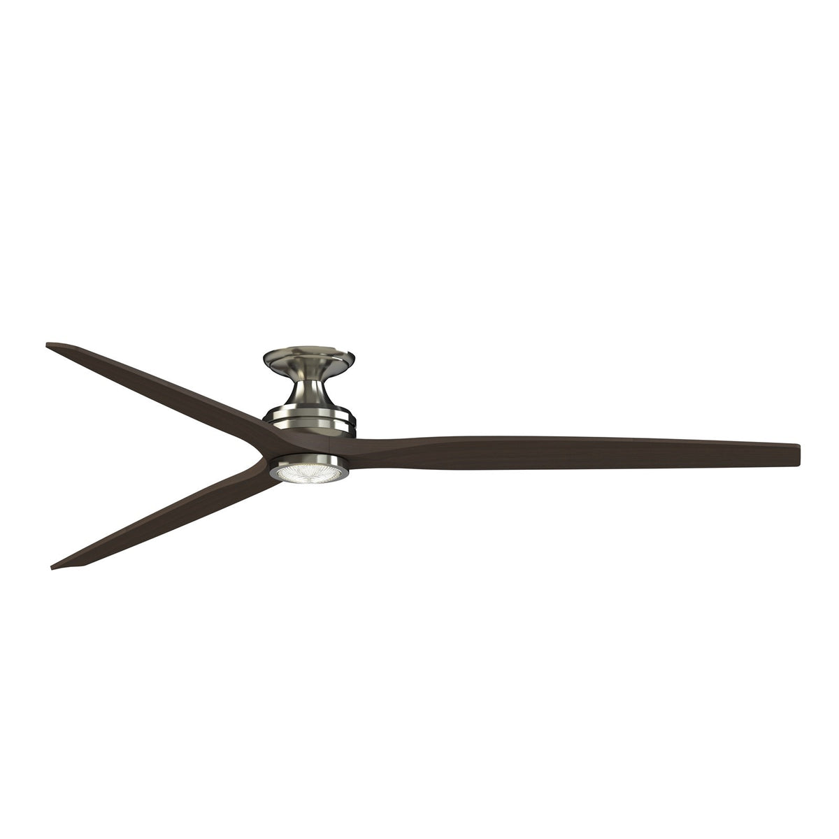 Fanimation Spitfire DC Custom 84in 3-Blade Flush Ceiling Fan | Brushed Nickel and Dark Walnut Buttonwood | Covered Patio | Model FPD6721BBN-84DWALKF