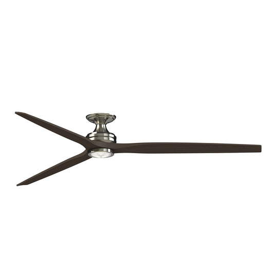 Fanimation Spitfire DC Custom 84in 3-Blade Flush Ceiling Fan | Brushed Nickel and Dark Walnut Buttonwood | Covered Patio | Model FPD6721BBN-84DWALKF