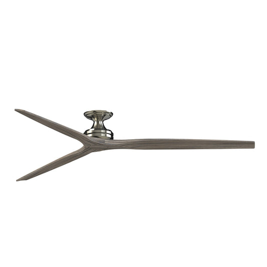 Fanimation Spitfire DC Custom 84in Flush Ceiling Fan | Brushed Nickel and Weathered Wood | Covered Patio & Great Room | Model FPD6721BBN-84WE-F