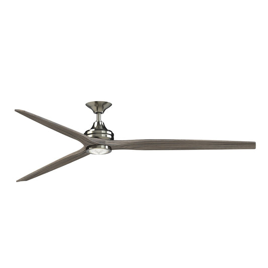 Fanimation Spitfire DC Custom 84in 1-Light Downrod Ceiling Fan | Brushed Nickel and Weathered Wood | Covered Patio & Great | Model FPD6721BBN-84WE-LK
