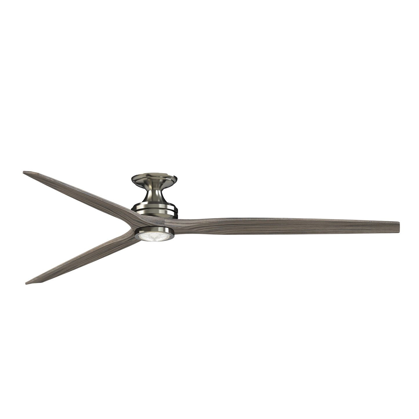 Fanimation Spitfire 84in Flush Smart Ceiling Fan | Brushed Nickel and Weathered Wood | Covered Patio & Living Room | Model FPD6721BBN-84WE-LK-F