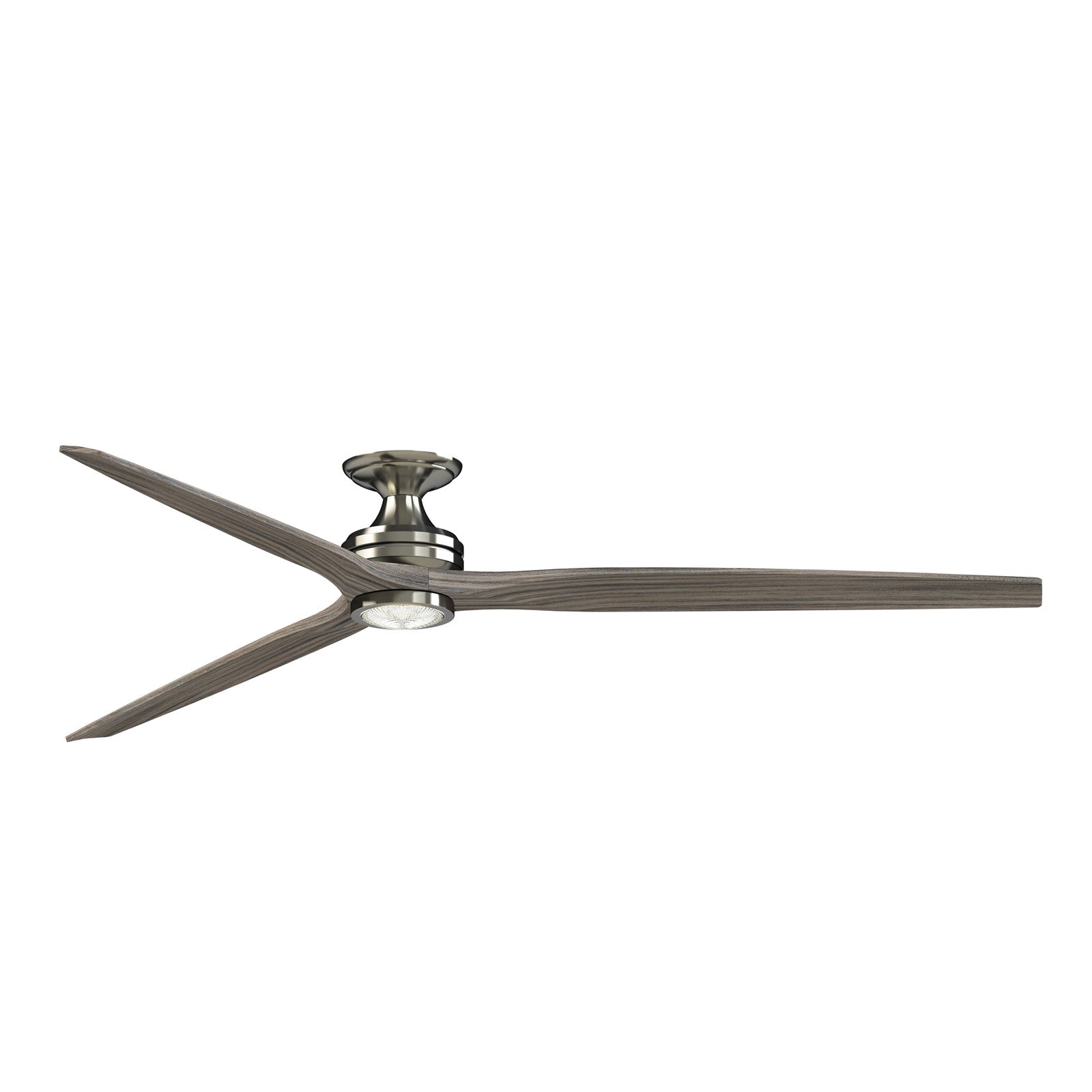 Fanimation Spitfire 84in Flush Smart Ceiling Fan | Brushed Nickel and Weathered Wood | Covered Patio & Living Room | Model FPD6721BBN-84WE-LK-F