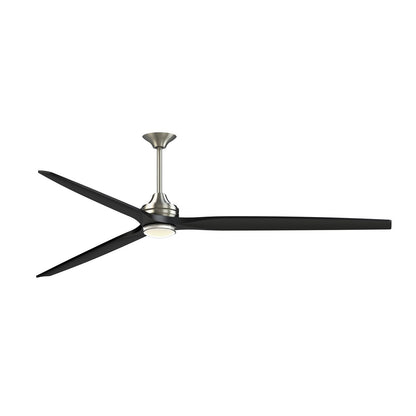 Fanimation Spitfire 96in Downrod Smart Ceiling Fan with LED | Brushed Nickel and Black | Covered Patio & Great Room | Model FPD6721BBN-96BL-DWLK
