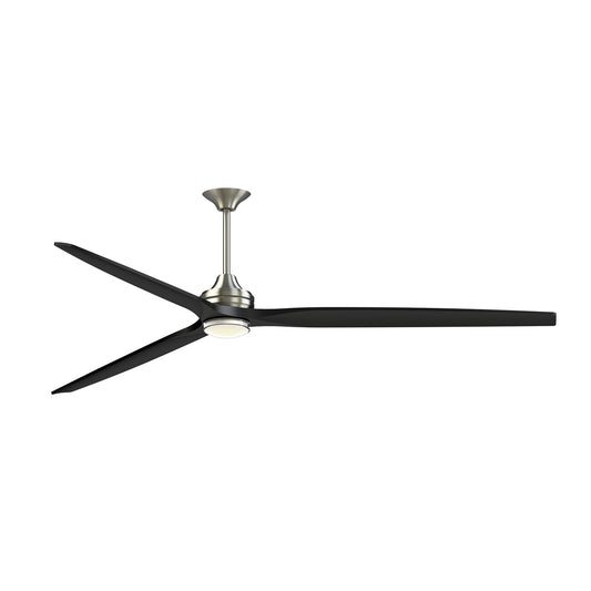 Fanimation Spitfire 96in Downrod Smart Ceiling Fan with LED | Brushed Nickel and Black | Covered Patio & Great Room | Model FPD6721BBN-96BL-DWLK