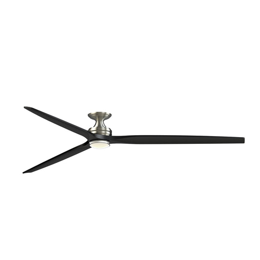 Fanimation Spitfire 96in Flush Smart Ceiling Fan with LED | Brushed Nickel and Black | Covered Patio & Living Room | Model FPD6721BBN-96BL-DWLK-F