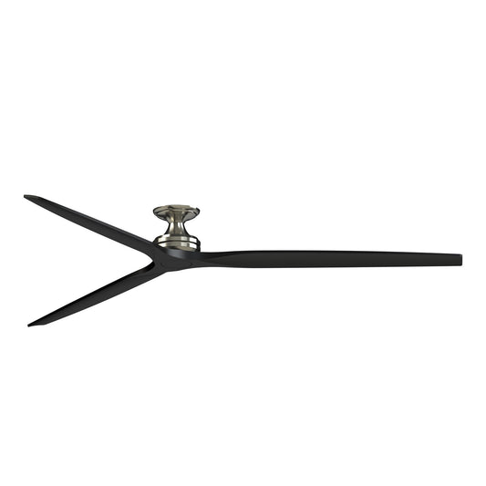 Fanimation Spitfire DC Custom 96in Flush Ceiling Fan | Brushed Nickel and Black Buttonwood Blades | Covered Patio & Living | Model FPD6721BBN-96BL-F