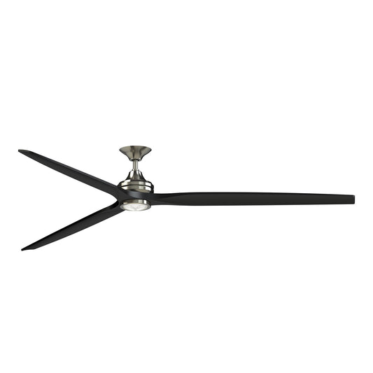 Fanimation Spitfire DC Custom 96in 1-Light Ceiling Fan | Brushed Nickel and Black Buttonwood Blades | Covered Patio | Model FPD6721BBN-96BL-LK
