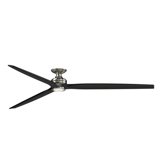 Fanimation Spitfire DC Custom 96in Flush Ceiling Fan | Brushed Nickel and Black Buttonwood Blades | Covered Patio & Low | Model FPD6721BBN-96BL-LK-F