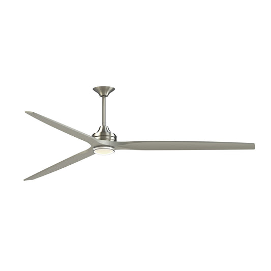 Fanimation Spitfire DC Custom 96in 1-Light Ceiling Fan | Brushed Nickel and Clear Glass | Covered Patio & Sunroom | Model FPD6721BBN-96BN-DWLK