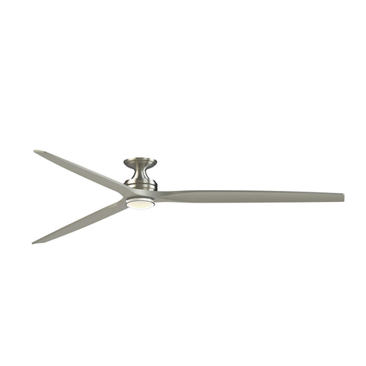 Fanimation Spitfire DC Custom 96in Flush 1-Light Ceiling Fan | Brushed Nickel and Clear Glass | Covered Patio | Model FPD6721BBN-96BN-DWLK-F