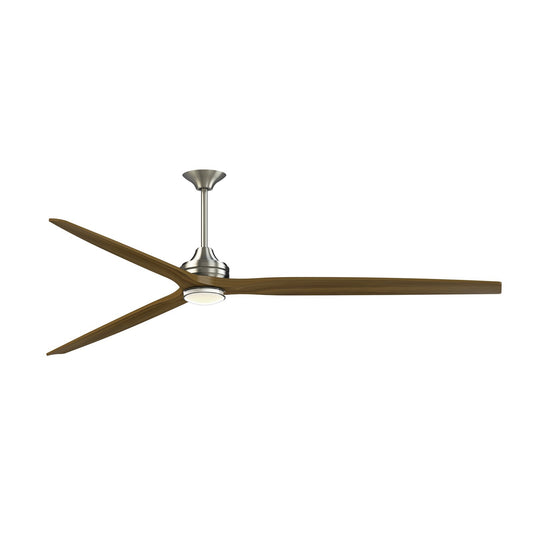 Fanimation Spitfire DC Custom 96in 1-Light Ceiling Fan | Brushed Nickel and Koa Wood Blades | Covered Patio & Great Room | Model FPD6721BBN-96K-DWLK