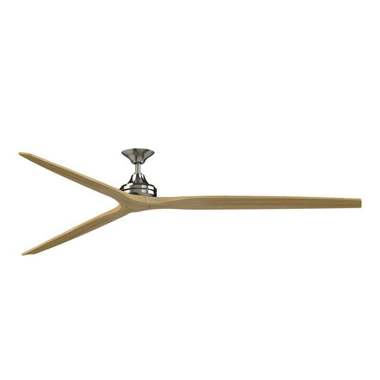 Fanimation Spitfire DC Custom 96in Ceiling Fan | Brushed Nickel and Natural Buttonwood Blades | Covered Patio & Great Room | Model FPD6721BBN-96N