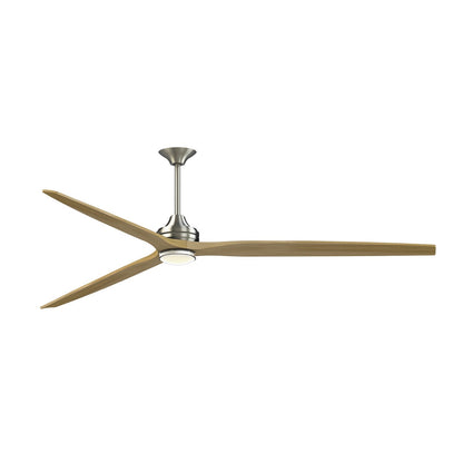Fanimation Spitfire DC Custom 96in 1-Light Ceiling Fan | Brushed Nickel and Natural Buttonwood Blades | Covered Patio | Model FPD6721BBN-96N-DWLK
