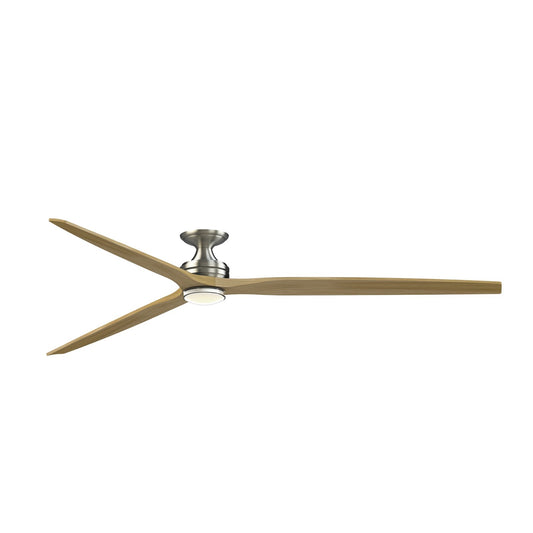 Fanimation Spitfire DC Custom 96in 1-Light Ceiling Fan | Brushed Nickel and Natural Buttonwood Blades | Covered Patio | Model FPD6721BBN-96N-DWLK-F