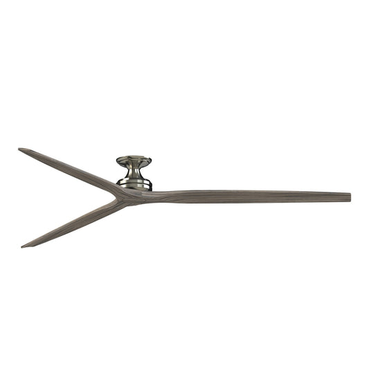 Fanimation Spitfire DC Custom 96in Flush Ceiling Fan | Brushed Nickel and Weathered Wood | Covered Patio & Great Room | Model FPD6721BBN-96WE-F