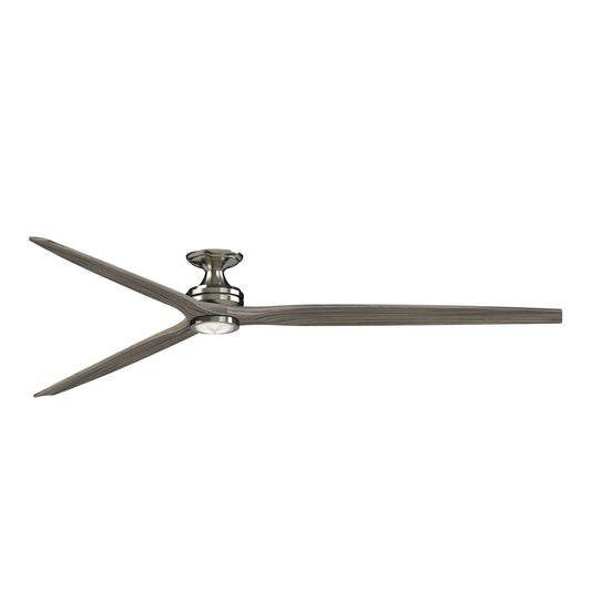 Fanimation Spitfire DC Custom 96in Flush Ceiling Fan with LED | Brushed Nickel and Weathered Wood | Covered Patio | Model FPD6721BBN-96WE-LK-F