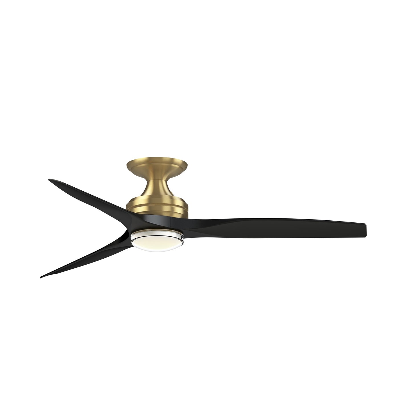 Fanimation Spitfire DC Custom 54in Flush 1-Light Ceiling Fan | Brushed Satin Brass and Black Buttonwood Blades | Model FPD6721BBS-54BL-DWLK-F