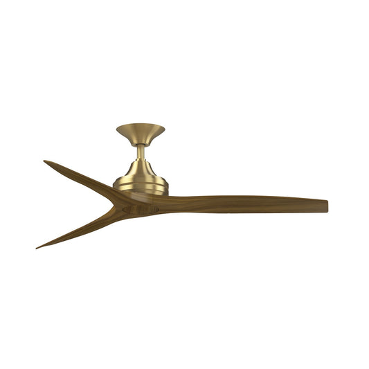Fanimation Spitfire 54in Downrod Smart Ceiling Fan | Brushed Satin Brass and Koa Blades | Covered Patio & Bedroom | Model FPD6721BBS-54K