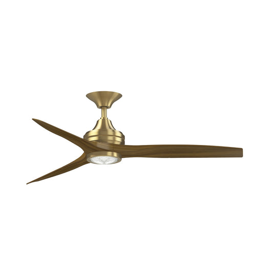 Fanimation Spitfire DC Custom 54in Ceiling Fan with LED Light | Brushed Satin Brass and Koa Blades | Covered Patio | Model FPD6721BBS-54K-LK