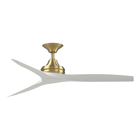 Fanimation Spitfire 54in Downrod Ceiling Fan | Brushed Satin Brass and Matte White Blades | Covered Patio & Living Room | Model FPD6721BBS-54MW