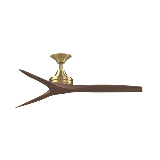 Fanimation Spitfire DC Custom 54in Downrod Ceiling Fan | Brushed Satin Brass and Whiskey Wood Blades | Covered Patio | Model FPD6721BBS-54WK