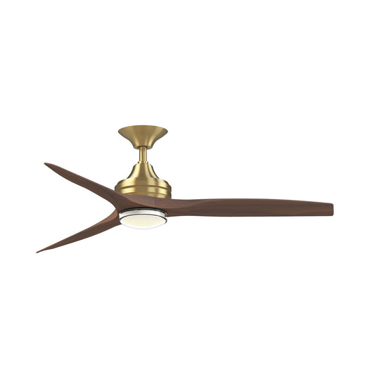 Fanimation Spitfire DC Custom 54in Downrod Ceiling Fan | Brushed Satin Brass and Whiskey Wood Blades | Covered Patio | Model FPD6721BBS-54WK-DWLK