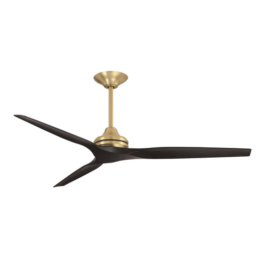 Fanimation Spitfire 64in Downrod Ceiling Fan | Brushed Satin Brass and Black | Covered Patio & Bedroom | 64 x 64 x 19.69 in | Model FPD6721BBS-64BL