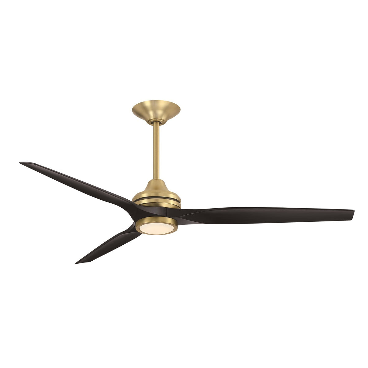 Fanimation Spitfire DC Custom 64in 1-Light Ceiling Fan | Brushed Satin Brass and Black Buttonwood | Covered Patio & Living | Model FPD6721BBS-64BL-LK