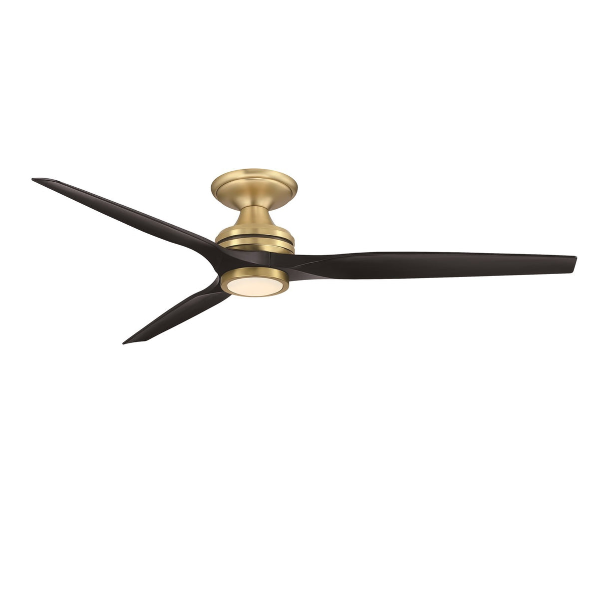 Fanimation Spitfire DC Custom 64in Flush 1-Light Ceiling Fan | Brushed Satin Brass and Black Buttonwood Blades | Covered | Model FPD6721BBS-64BL-LK-F