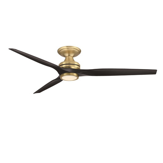 Fanimation Spitfire DC Custom 64in Flush 1-Light Ceiling Fan | Brushed Satin Brass and Black Buttonwood Blades | Covered | Model FPD6721BBS-64BL-LK-F
