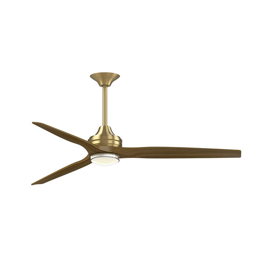 Fanimation Spitfire DC Custom 64in Downrod 1-Light Ceiling Fan | Brushed Satin Brass and Koa Wood Blades | Covered Patio | Model FPD6721BBS-64K-DWLK