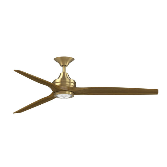 Fanimation Spitfire 64in Ceiling Fan with LED Light | Brushed Satin Brass and Koa Wood Blades | Covered Patio & Living Room | Model FPD6721BBS-64K-LK