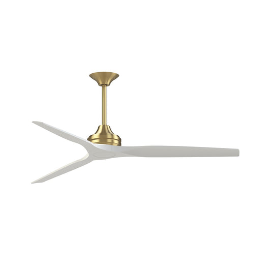 Fanimation Spitfire 64in Ceiling Fan | Brushed Satin Brass and Matte White Blades | Covered Patio & Living Room | Model FPD6721BBS-64MW